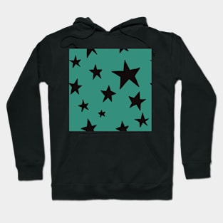 teal green black stars pattern stockholm style Hoodie